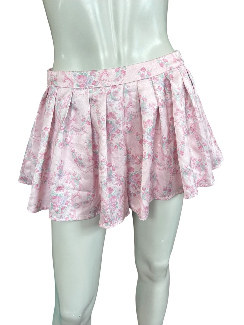 Dolls Kill Sugar Thrillz SCANDAL SHEET PLEATED SHORTS PASTEL PINK Coquette Small